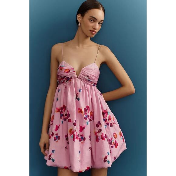 NEW Amur Kimberly Floral Sweetheart Pink Mini Dress Mosaic Poppies Size 10 - Picture 1 of 7
